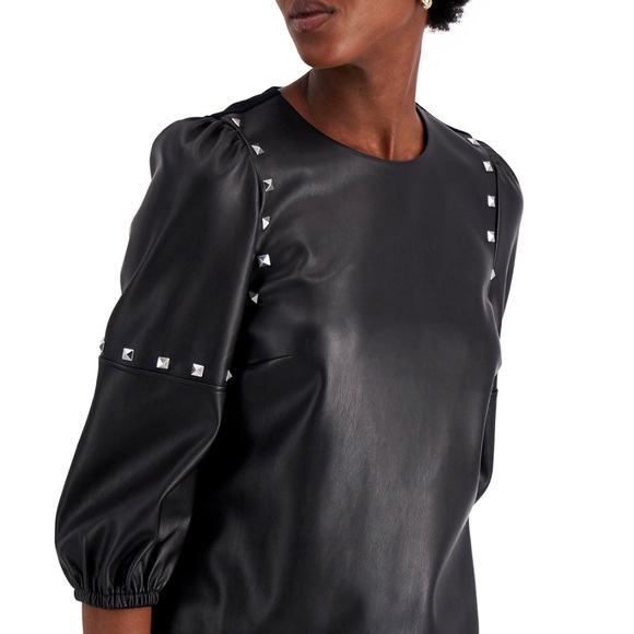 INC Studded Faux-Leather Top - Picture 3 of 5